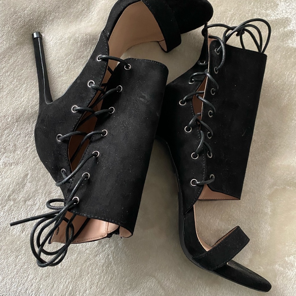 Fashion Nova Tie Leg Heel Shoes - Size 9